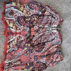 Zaful Boho Floral Paisley Fringe Skirt - Multicolor